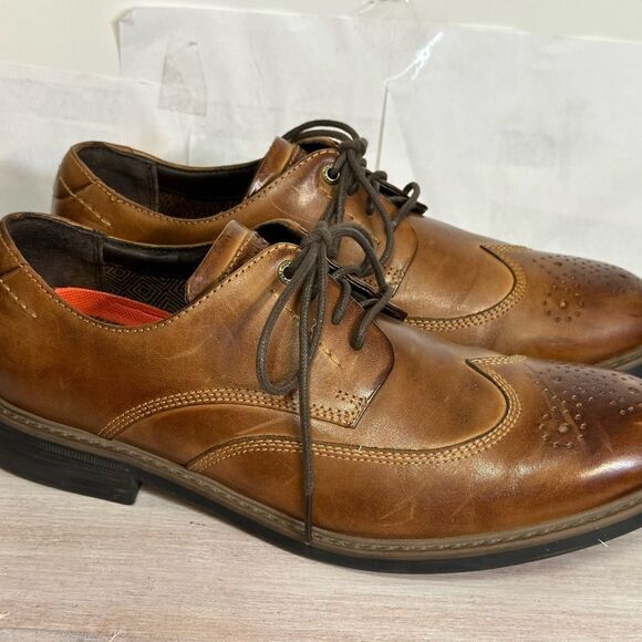 Rockport Brown Leather Oxford Shoes with Brogue Detailing - Picture 1 of 6